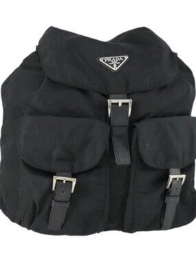PRADA Backpack Nylon Black Silver Auth bs33077